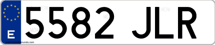 Ejemplo de matrícula de coche ordinaria 5582 JLR