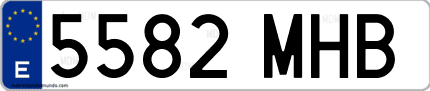 Ejemplo de matrícula de coche ordinaria 5582 MHB