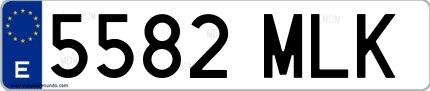 Ejemplo de matrícula española 5582 MLK