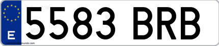 Ejemplo de matrícula de coche ordinaria 5583 BRB