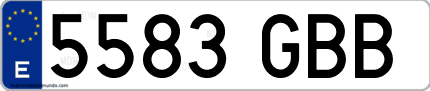 Ejemplo de matrícula de coche ordinaria 5583 GBB