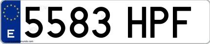 Ejemplo de matrícula española 5583 HPF
