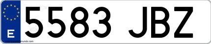 Ejemplo de matrícula española 5583 JBZ