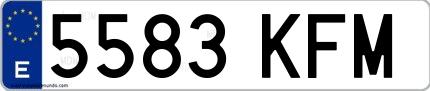 Ejemplo de matrícula española 5583 KFM