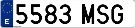 Ejemplo de matrícula de coche ordinaria 5583 MSG