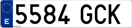 Ejemplo de matrícula de coche ordinaria 5584 GCK