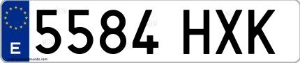 Ejemplo de matrícula española 5584 HXK