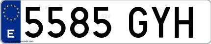 Ejemplo de matrícula española 5585 GYH
