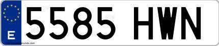 Ejemplo de matrícula española 5585 HWN