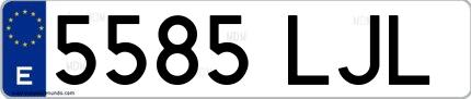 Ejemplo de matrícula española 5585 LJL