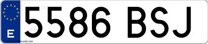 Ejemplo de matrícula española 5586 BSJ
