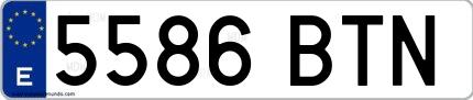 Ejemplo de matrícula española 5586 BTN