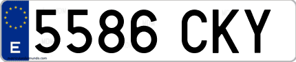 Ejemplo de matrícula de coche ordinaria 5586 CKY