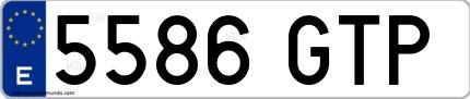 Ejemplo de matrícula española 5586 GTP