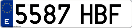 Ejemplo de matrícula de coche ordinaria 5587 HBF