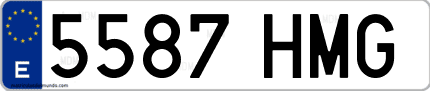 Ejemplo de matrícula de coche ordinaria 5587 HMG