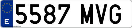 Ejemplo de matrícula de coche ordinaria 5587 MVG