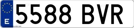 Ejemplo de matrícula española 5588 BVR
