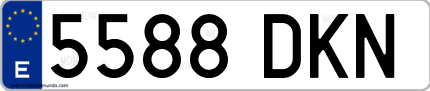 Ejemplo de matrícula de coche ordinaria 5588 DKN
