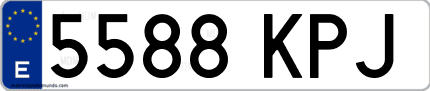 Ejemplo de matrícula de coche ordinaria 5588 KPJ