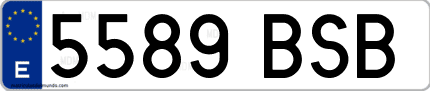 Ejemplo de matrícula de coche ordinaria 5589 BSB