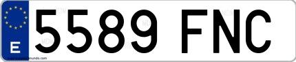 Ejemplo de matrícula española 5589 FNC