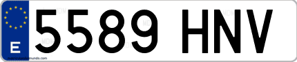 Ejemplo de matrícula de coche ordinaria 5589 HNV