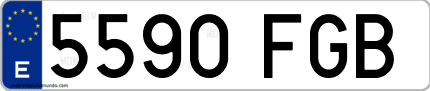 Ejemplo de matrícula de coche ordinaria 5590 FGB