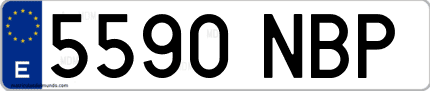 Ejemplo de matrícula de coche ordinaria 5590 NBP