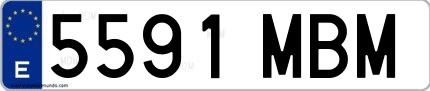 Ejemplo de matrícula española 5591 MBM
