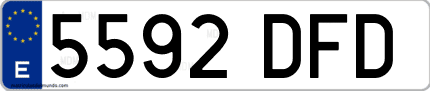 Ejemplo de matrícula de coche ordinaria 5592 DFD