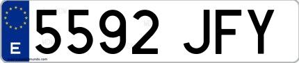 Ejemplo de matrícula española 5592 JFY