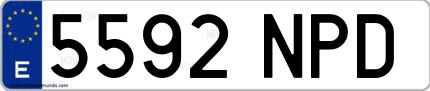 Ejemplo de matrícula española 5592 NPD