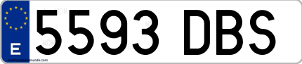 Ejemplo de matrícula de coche ordinaria 5593 DBS