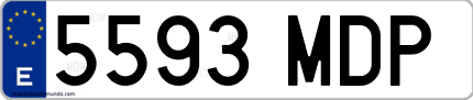 Ejemplo de matrícula de coche ordinaria 5593 MDP