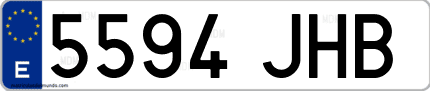 Ejemplo de matrícula de coche ordinaria 5594 JHB