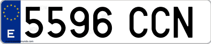 Ejemplo de matrícula de coche ordinaria 5596 CCN