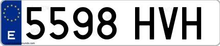 Ejemplo de matrícula española 5598 HVH
