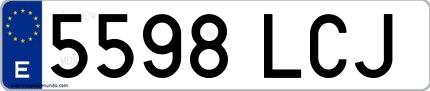 Ejemplo de matrícula española 5598 LCJ