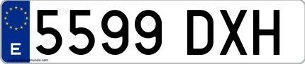 Ejemplo de matrícula española 5599 DXH