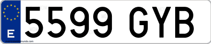 Ejemplo de matrícula de coche ordinaria 5599 GYB