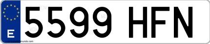 Ejemplo de matrícula española 5599 HFN