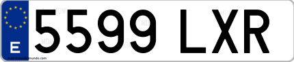 Ejemplo de matrícula de coche ordinaria 5599 LXR