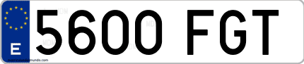Ejemplo de matrícula de coche ordinaria 5600 FGT