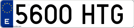 Ejemplo de matrícula de coche ordinaria 5600 HTG
