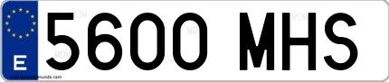 Ejemplo de matrícula española 5600 MHS