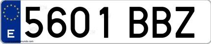 Ejemplo de matrícula española 5601 BBZ