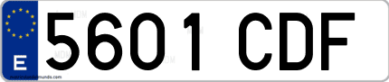Ejemplo de matrícula de coche ordinaria 5601 CDF