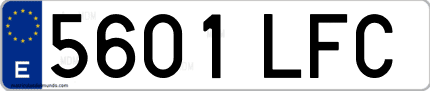 Ejemplo de matrícula de coche ordinaria 5601 LFC