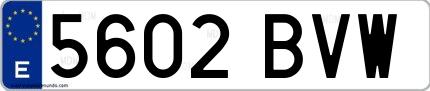 Ejemplo de matrícula española 5602 BVW